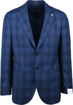 Luigi Bianchi Mantova Kostuums, Heren, Blauw, L, Wol, Giacca Stondata