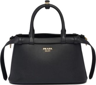 Prada Buckle Small Leren Handtas - Dames - Tassen - Zwart - Maat: ONE Size Zijde