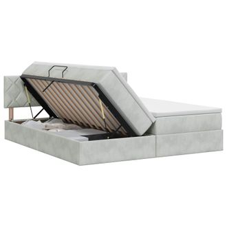 vidaXL Cama Con Almacenamiento Con Cabecera 2 Uds. Gris Claro Vidaxl