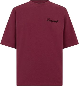 Dsquared2 Tops, Heren, Paars, M, Katoen, Signature Loose Fit T-Shirt