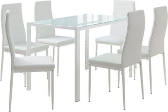 Vicco Set tavolo da pranzo Grand, Bianco, 120 x 75 cm con 6 sedie