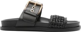 AGL Cristina Crochet Sandalen - Dames - Sandalen - Zwart - 36 EU - Leer - Schoenen