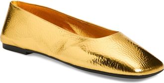 Jeffrey Campbell Listos Square Toe Flat in Gold Crinkle at Nordstrom, Size 8.5