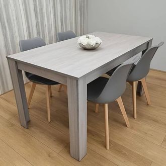 Kosy Koala Modern Grey Dining Table Set With 4 Grey Chairs Dining Room Furniture in Dark Grey