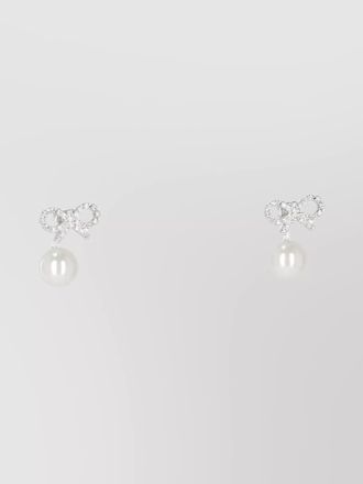 Self Portrait crystal bow bead earrings