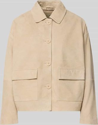 Smith & Soul Lederjacke mit Pattentaschen in Beige, Gr&ouml;&szlig;e XXL