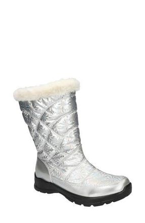 Easy Street Cuddle Faux Fur Waterproof Boot in Silver Patent- Nylon-Lined at Nordstrom Rack, Size 8.5