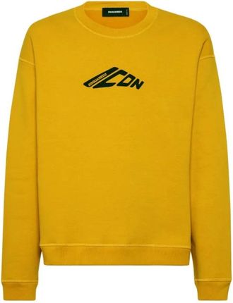 Dsquared2 Mens Icon New Generation Relax Fit Yellow Sweatshirt Cotton - Size X-Large