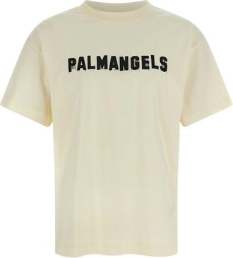 Palm Angels Tops, Heren, Beige, L, Katoen, Palm Hills T-Shirt