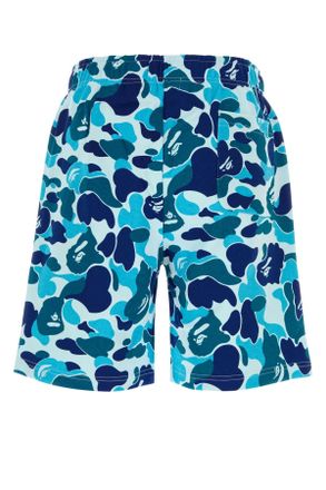 A Bathing Ape Mens Printed Cotton Abc Camo Shark Bermuda Shorts Blue Exterior