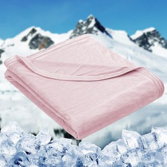 No Brand Manta Refrescante Antitranspirante Nocturna - Fibra Refrescante Suave De Doble Cara, Verano, Rosa, 150x200cm