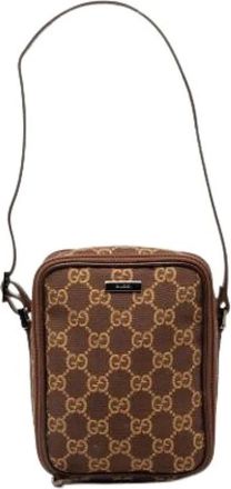 Gucci Pre-owned Cross Body Bags, female, Brown, Size: ONE SIZE Pre-owned Canvas Crossbody Bag
