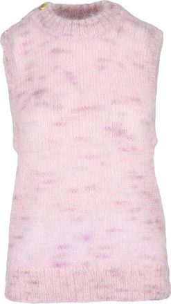Ganni Gilet - Dames - Ronde hals truien - Roze - S - Truien & Vesten
