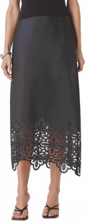 Splendid Pia Eyelet Midi Skirt In Lead Grey