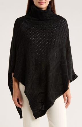 Nanette Lepore Mixed Weave Poncho in Black at Nordstrom Rack
