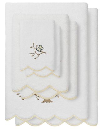 Linum Home Textiles 100% Turkish Cotton Teresa Scallop 6Pc Embellished Towel Set