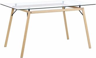 Beliani Tavolo da Pranzo Industriale Effetto Legno e Vetro 140 x 80 cm Kamina