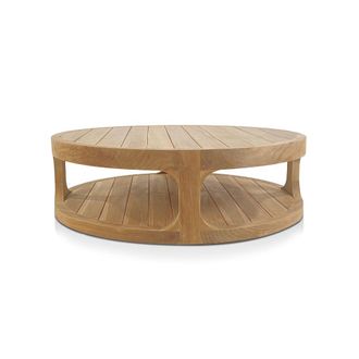 Puma Naturel - Mesa De Centro De Jard&iacute;n Redonda De Teca Maciza, 120x120x35 Cm, Dos Tableros (natoftb120120r)