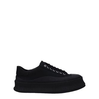 Jil Sander Zwarte Stoffen Platform Sneakers