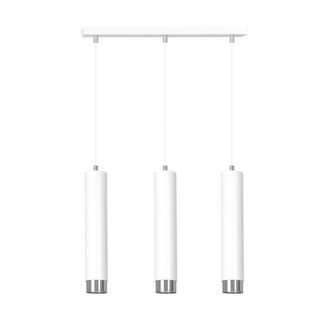 Wonderlamp Regleta colgante elegante con 3 luces cil&iacute;ndricas blancas y en cromo