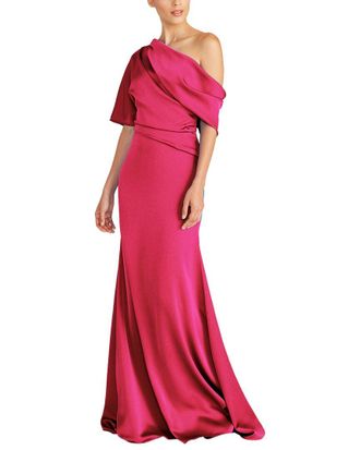 Theia Remi One Shoulder Draped Gown