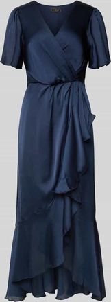 Lipsy Cocktailkleid in Wickel-Optik mit V-Ausschnitt in Marine, Gr&ouml;&szlig;e 34