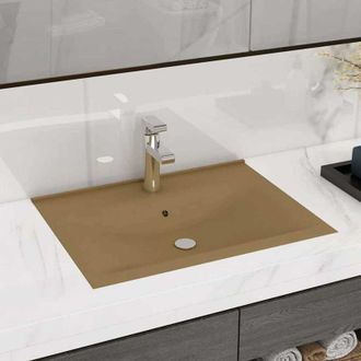 vidaXL Lavandino con Foro Rubinetto Crema Opaco 60x46 cm in Ceramica - Vidaxl