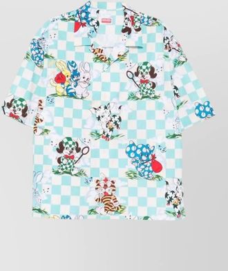 Kenzo cartoon hawaiian camp collar check shirt