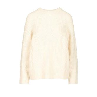Loulou Studio Silva Cable Knit Jumper - female - Loulou Studio - Round-neck Knitwear - White - XS - Knitwear