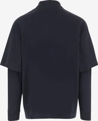 Darkpark Mens Long-Sleeved Cotton Polo Shirt Navy T-shirts And Polos