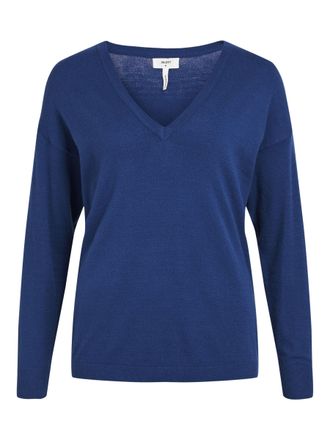 Object Womens Objthess L/S V-Neck Knit Pullover Noos Jumper, Estate Blue/Detail: Melange, M