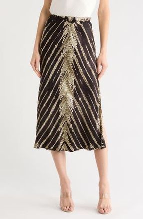Young Fabulous & Broke Felicity Satin Midi Skirt in Black Savannah Wash at Nordstrom Rack, Size X-Small