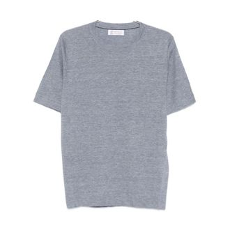 Brunello Cucinelli Brunello Cucinelli, T-Shirts, male, Blue, Size: 3XL Linen Blend Sweater