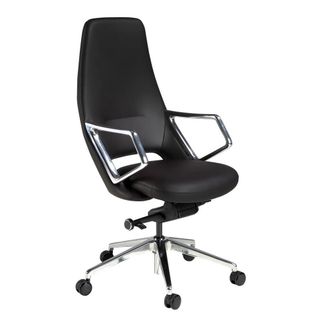 Angel Cerd&aacute; Leatherette Swivel Office Chair with Chrome Base in Black
