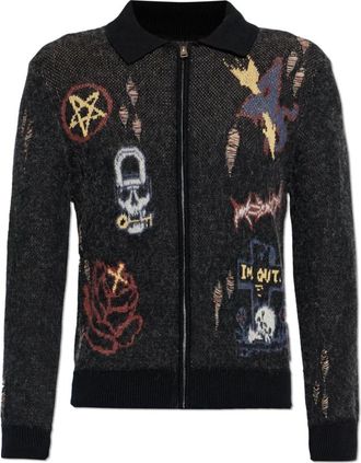 AllSaints Meller Cardigan - Heren - Vesten - Zwart - L - Katoen - Truien & Vesten