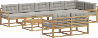 vidaXL Conjunto De Sof&aacute;s De Exterior 9 Uds. Blanco Y Gris Claro Vidaxl