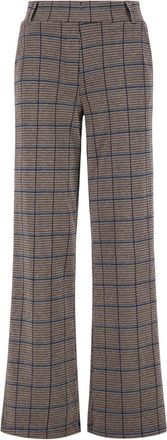 Zusss Geruite Flared Broek - Dames - Wijde Broeken - Bruin - S - Polyester - Broeken