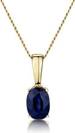 The Diamond Store Sapphire 7 x 5mm 18K Yellow Gold Pendant Necklace FER24-U