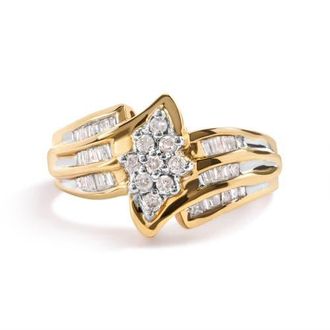 House of Brilliance 10K Yellow Gold 1/2Cttw Diamond Cluster Head & Shank Ring at Nordstrom, Size 7
