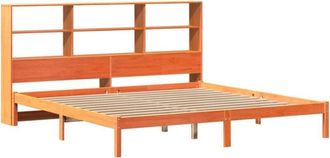 vidaXL Bookcase Bed without Mattress Wax Brown 200x200 cm Solid Wood Pine Vidaxl