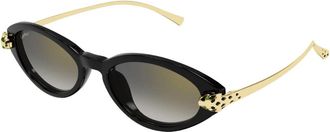 Cartier Ovale Zonnebril - unisex - Zonnebrillen - Zwart - 52 MM - Nylon - Accessoires