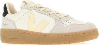Veja Womens Multicolor Leather And Suede V-82 Sneakers Purecalcaireblack