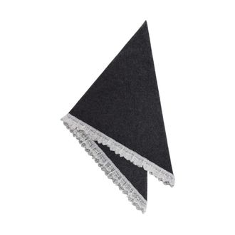 Ganni Bufanda Triangular de Lana y Encaje - Accessories - Mujer - Gris - ONE SIZE
