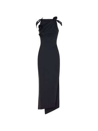 Coperni Asymmetrical Midi Dress With Rosette Detail