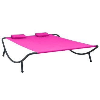 vidaXL Tumbona De Exterior De Tela Rosa Vidaxl