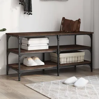 vidaXL Vidaxl - Banco Zapatero Madera De Ingenier&iacute;a Marr&oacute;n Roble 100x38,5x49 Cm