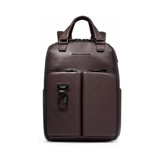 Piquadro Tassen, Heren, Bruin, ONE Size, Leer, Reisrugzak met twee handvatten 15.6