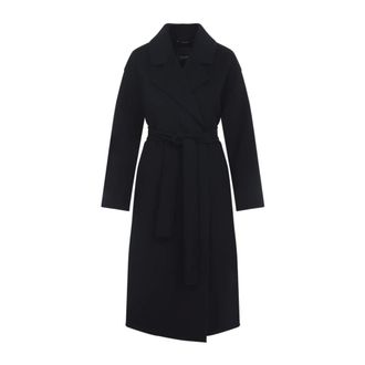 Max Mara Belted Coats, female, Blue, Size: S Hobby Coat