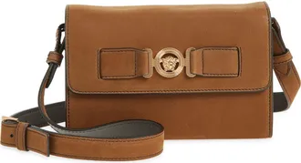 Versace Medusa Leather Crossbody Bag in Light Brown-Versace Gold at Nordstrom