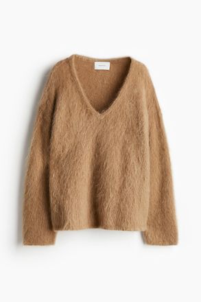 H&M Oversized Pullover aus Mohairmix - Beige